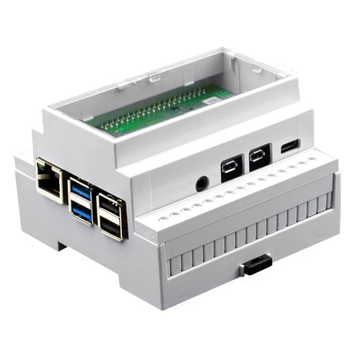 Multicomp PRO Raspberry Pi 4B Enclosure, DIN Rail Mount, Gray Polycarbonate Material, for Use with The Raspberry Pi 4B+ Single Board Computer (Clear Lid)
