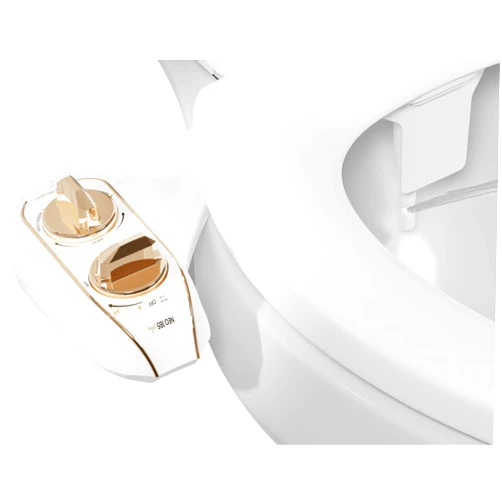 LUXE Bidet NEO 185 Plus - Patented Bidet Attachment for Toilet Seat, Innovative Hinges to Clean, Slide-in Easy Install, Advanced 360° Self-Clean, Dual Nozzles, Feminine & Rear Wash (Gold)