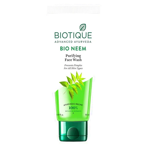 Biotique 2 X Biotique Bio Neem Purifying Face Wash Fresh-foaming, 100% Soap-free Antibacterial Prevent Pimples Cleansing Gel (50ml X 2 Pack)