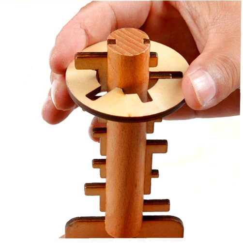 Lankater Ming Lock Toys, Wooden Toy Unlock Puzzle Key Intellectual Educational Stress Release Toy