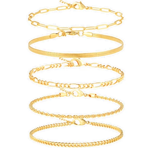 AOZEL 14K Gold/Sterling Silver Plated Anklet Bracelets for Women Waterproof Plus Size Cuban Link Chain Ankle Bracelet for Large Ankle 9-12inch