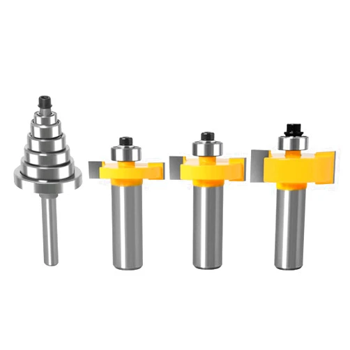 WSOOX 1/2 Inch Shank Rabbet Router Bit Set, 3 Pieces Rabbeting Router Bit with 6 Bearings Set (1/8