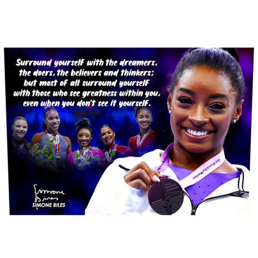 Vincit Veritas Simone Biles Motivational Poster Quote Inspirational Quotes Classroom Posters Gymnast Documentary Gymnastics Pro Black Legend Star Athlete Olympics Print Decor Wall Art G.O.A.T. USA Champion P159