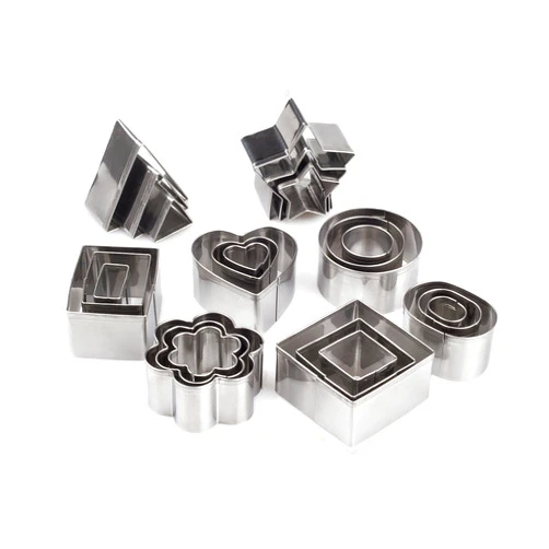 YXCLIFE Mini Metal Cookie Cutters Set - 24 Pcs Clay Cutters/Mini Fruit Vegetable Cutters/Star Heart Round Flower Square Mini Cutters - Cookie Cutters for Kids Lunch/Mini Geometric Shapes Cookie Cutters