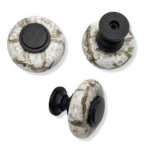 DIY Decor Hub DIY Décor Hub - Knobs for Cabinets and Drawers, Oil-Rubbed Bronze w/Granite-Gray Ceramic Cabinet Knobs, Drawer Knobs Vintage for Office, Bathroom, & More, 1.5 inches, 20-Pc Dresser Knobs Set, Large