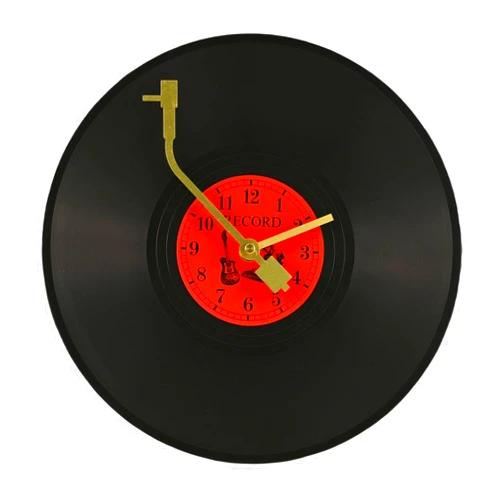 Sveudvdis 12 inch Wall Clock Classic Music Record Disco Wall Clock Battery Operated Silent Non Ticking Clocks for Living Room Decor (Gold Pointer)