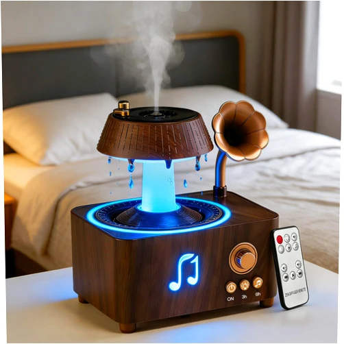 Mor bou Morbou Raindrop Aroma Diffuser Room Humidifier with White Noise, 7-Color Air Mist Essential Oil Diffuser Sleep Sounds Aroma Rain Drop, with Remote Control Extra 2 Essential Oils