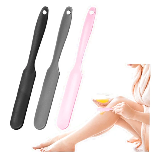 Whaline 3Pcs Silicone Waxing Spatula Reusable Makeup Spatula Spatulas Black Gray Pink Non-Stick Kitchen Scraper Waxing Applicator Hair Removal Sticks for Bottle Can Salon Jar