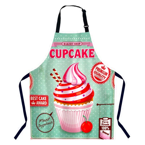 Xuwenz Vintage Cupcake Apron for Women Men, Adjustable Apron Cooking Kitchen Chef Apron for Home Kitchen, Baking Gardening BBQ, Coffee House, Restaurant