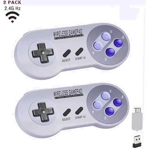 USonline911 Wireless Controller (2ps) for SNES Game Controller with USB Wireless Receiver can Play with The Windows, iOS, Linx, Android Devices