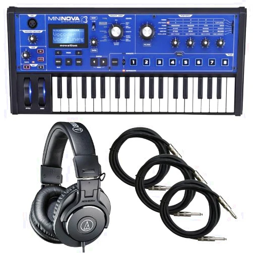 Novation Mininova Synth w Cables Audio-Technica ATH-M30x Headphones Vocoder Package Bundle
