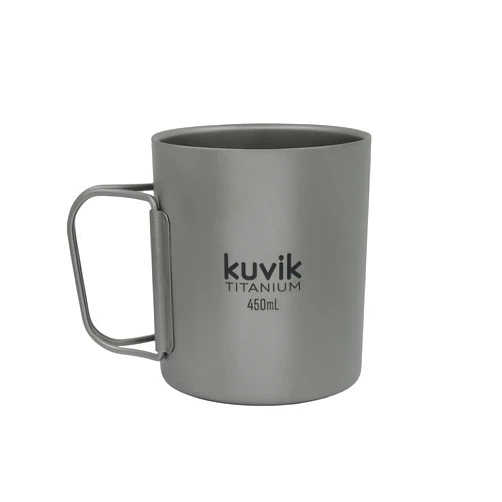 Kuvik Double-Walled Titanium Mug 450ml (15.2 oz) - Ultralight and Compact Mug for Backpacking, Camping, and Everyday Use