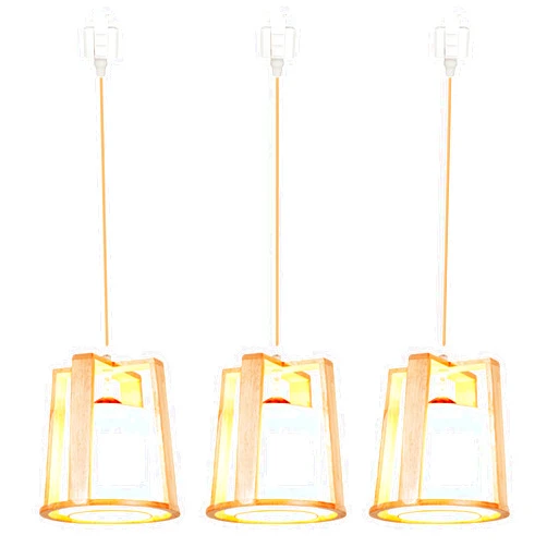 SKIVTGLAMP Dimmable Pendant Light H-Type Mini Sized Track Mount Pendant Lights for Beach Cottage Customizable Fabrics Dome Shape Wooden Lampshade Compatible with 3-Wire-1 Circuit Track System
