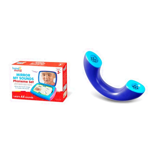 hand2mind Mirror My Sounds Phoneme Set, Phonemic Awareness & Phoneme Phone, Auditory Feedback Phone, Whisper Phone, Increase Reading Fluency, Comprehension & Pronunciation