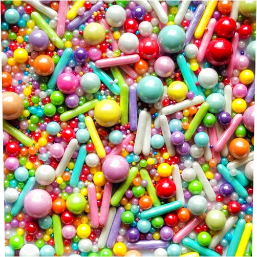 Homankit Edible Sprinkles Rainbow Pearl Sugar Candy Mix Size Baking Cake Decorations Cupcake Toppers Cookie Decorating Wedding Shower Party Valentine Halloween Christmas Supplies 100g/3.53oz
