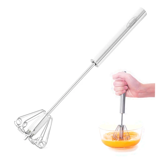 Newness Whizzy Whisk, Stainless Steel Semi Automatic Whisk Blender for Home -Versatile Tool for Egg Beater, Milk Frother, Hand Push Whisk - Kitchen Utensil for Blending, Whisking, Beating & Stirring