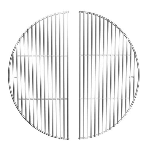 Kenmeister Chef 2-Pack Stainless Steel Half-Moon Grill Grate, Compatible with Kamado Joe Classic Joe Series, Large Big Green Egg, and Other Round 18-inch Charcoal Grills