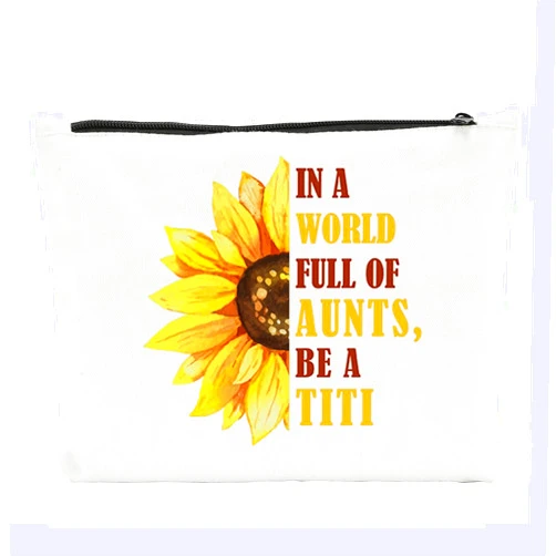 NBIAN Aunt Auntie Gifts, Titi Makeup Bag for Women, TITI Gift from Sunflower Cosmetic Bag, Aunt Appreciation Gift, Christmas Thanksgiving Mother's Day Birthday Gift, for Aunt Titi Travel Toiletry Pouch