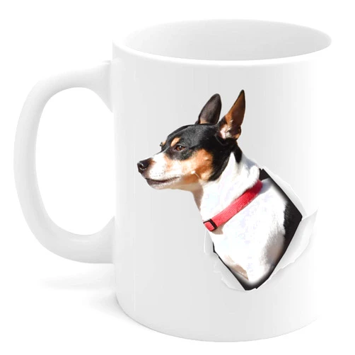 Lovesout Funny Tricolor Rat Terrier Mom And Dad Gifts With Dog Looks Through Coffee Mug White 11 oz