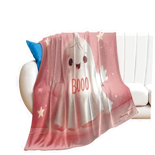 HNyuan Halloween Flannel Blanket Cute Ghost Boo Fuzzy Ultra Soft Cozy Plush Home Decor for Home Chair Sofa Couch Bed All Season Bedding 30