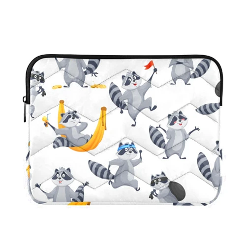 Gkseojer Cartoon Funny Raccoon Characters Laptop Sleeve Slim Quilted Laptop Carrying Bag Compatible with 13-13.3 inch