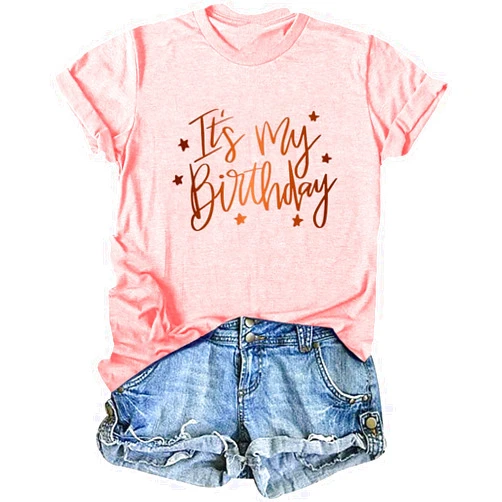 ZAMKDXFQ Birthday Shirts for Women Cute Birthday Girl Graphic Shirts Party Gift Tee Tops
