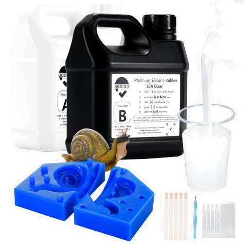 BBDINO Silicone Mold Making Kit,Liquid Silicone for Mold Making 30A, Translucent High Strength Silicone Rubber Mold Making Kit,1A:1B Ideal for Casting Resin Molds/Jewelry Silicone Molds 4.4 lbs