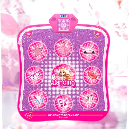 Xuyongjun Dance Mat, Dance Mixer Rhythm Step Play Mat, Pink Dance Pad with LED Lights, Adjustable Volume, Built-in Music, 5 Game Modes, Birthday Xmas Gifts for 3 5 7 9 10+ Year Old Girls Boys