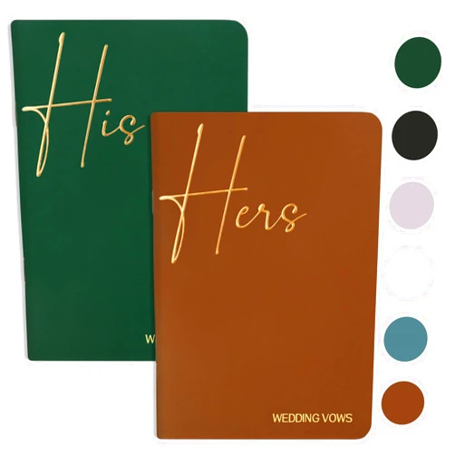 Taja Vow Books His and Hers, Wedding Vow Books with Gold Foil Lettering, Perfect Wedding Ceremony Essential for Wedding Stuff, Beautiful Wedding Gift for Keepsake - Green & Brown