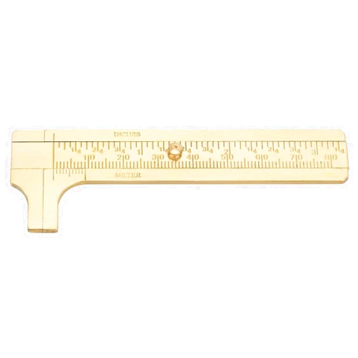 Heayzoki Caliper Measuring Tool Handy Sliding Pocket Ruler Mini Brass Metric System Millimeter Gauge Sliding for Measuring, Bead Wire Guitar Repair(80mm)