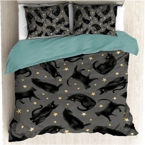 Todeyya Black Cats Stars Duvet Cover (Queen Size 90