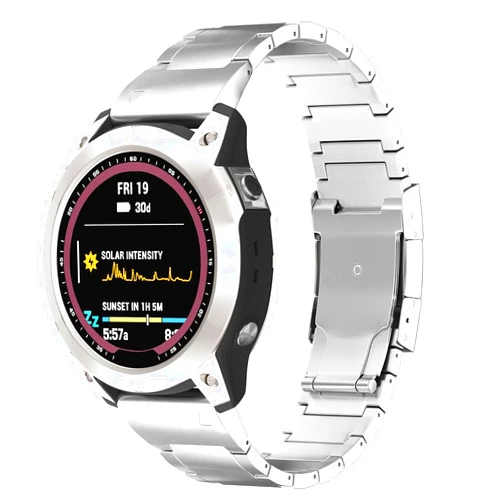 LDFAS Fenix 7X/6X/5X Plus Band, 26mm Titanium Metal Quick Release Easy Fit Watch Strap with Double Button Clasp Compatible for Garmin Fenix 7X Pro/6X Pro/5X Plus/Enduro 2/tactix 7 Bands, Silver