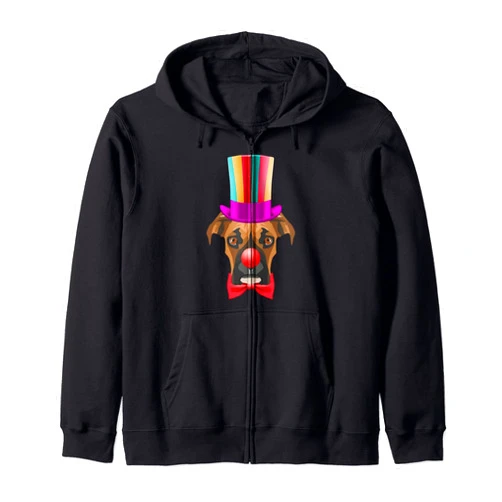 Deutscher Boxer Karneval Fasching German Boxer Carnival Clown Zip Hoodie
