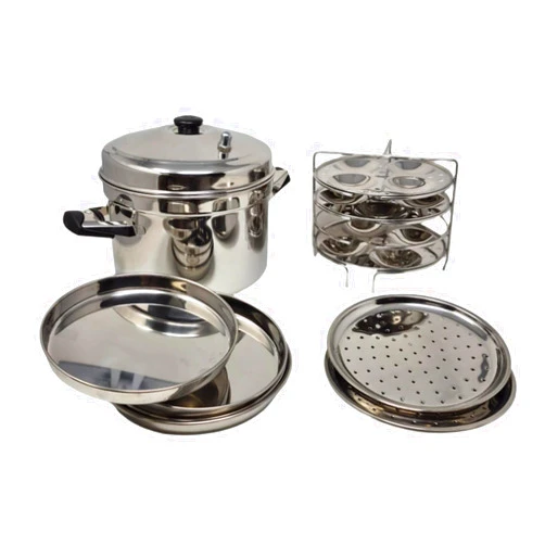 Ckitze TABAKH Stainless Steel Cooker - 12 Plates | 4 Idli, 4 Dhokla, 4 Steamer Plates | Multi Purpose Pot, Steamer Set | Induction and Gas Friendly