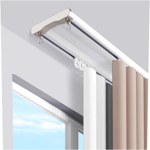 Bcofo Heavy-Duty Curtains Rails Double Row Ceiling Curtain Track Ceiling Mounted Curtain Double Rails Ceiling Mount Double Curtain Tracks System for Privacy in Open Rooms(White,3.5m(11.5ft))