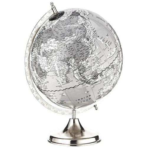 Abbott Collection World Globe with Stand - 12 Inch Spinning Large Decorative Globe Home, Bookshelf, and Desk Decor (Grey)