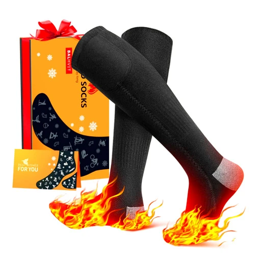 Balhvit life Upgraded Two Sides Heated Socks for Men Women, Up to 12 Hour Heating Socks-Rechargeable Electric with 3 Heat Settings, Washable Warm Winter Cotton Thermal Hunting Camping, Black (STWZ03)