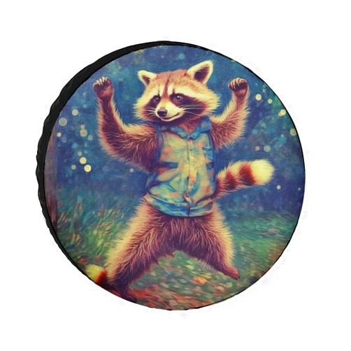 Joint Gou Raccoon Spare Tire Cover Funny Raccoon Wheel Protectors Wild Animal Print Waterproof Dust-Proof Tire Cover Fit for Trailer Rv SUV Truck Travel Camper, 14inch, style