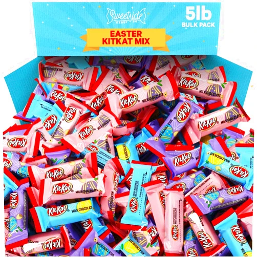 SWEETSIDE CANDY CO. Kit Kat Candy - 5lb Bulk Bag of Individually Wrapped KitKat Chocolate Bars for Easter Basket Stuffers, Party Favors, Birthdays, and More - Melt-in-Your-Mouth Mini Kit Kats Chocolate Pack (5 Pound)