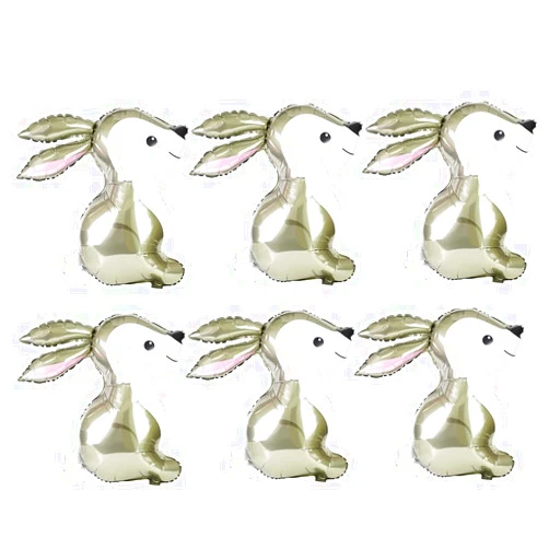 Hokilands 32'' Giant Floating Woodland Bunny Balloons Easter Rabbit Foil Helium Mylar Balloons for Baby Shower Kids' Boys Girls Birthday Party Supplies，6 Pack Animal Farm Themed Party Home Festival Decorations