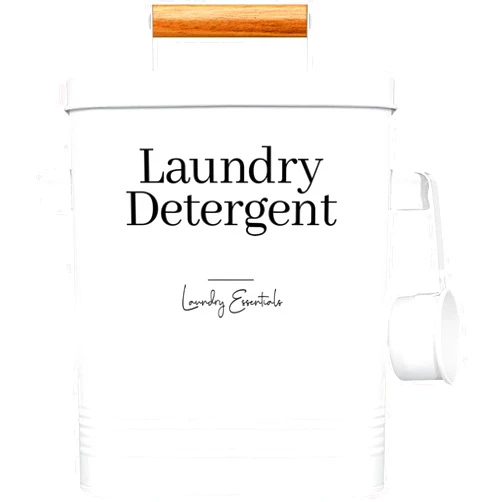 Simplation Laundry Detergent Container, Modern Farmhouse Storage Box for Laundry Room Decor and Accessories (White, 11 x 7 x 6 inches, 144 oz)