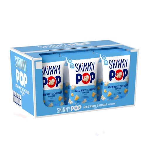 SkinnyPop Aged White Cheddar Popcorn, Gluten Free, Non-GMO, Healthy Popcorn Snacks, Skinny Pop, 4.4 oz Grocery Sized Bags (12 Count)