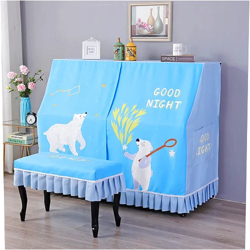 Aifurnkz Premium Full Piano Cover Upright, 360° Protective Coverage Piano Dust Cover with Chair Bench Cover Cloth for Most Upright Pianos(Support Custom Made) (piano cover+simple stool cover, F)