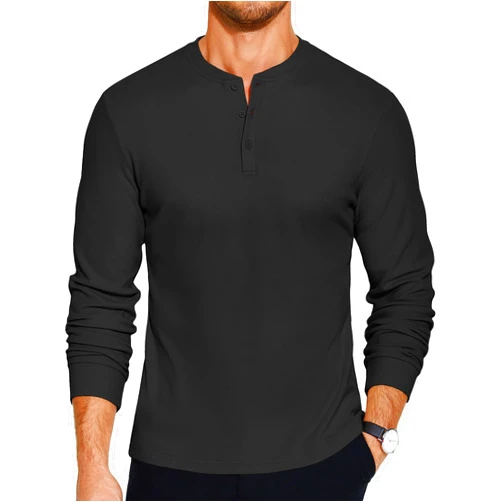 COOFANDY Men's Henley Shirts Long Sleeve Basic Pullover Shirt Lightweight Button T-Shirts