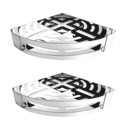 NearMoon Bathroom Corner Shelf Shower Caddy 2 Pack, No Drill, 304 Stainless Steel, with Two Hooks (Chrome)