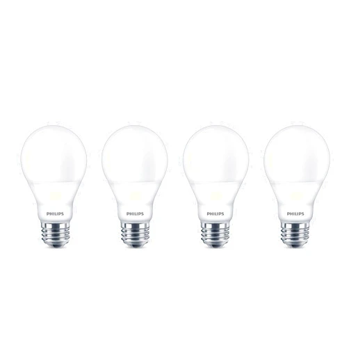 Philips LED Dimmable A19 Light Bulb with Warm Glow Effect 800-Lumen, 2200-2700 Kelvin, 9.5-Watt (60-Watt Equivalent), E26 Base, Frosted, Soft White, 4-Pack