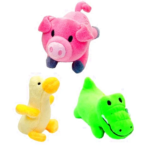 LilPals Li'l Pals Interactive Plush Small Size Squeaker Toy 3 Shape Variety Bundle: (1) Pink Pig, (1) Green Gator, and (1) Yellow Duck
