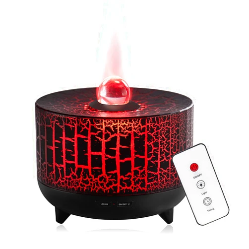 MINGPINHUIUS Volcano Essential Diffuser: 300ml Oil Diffuser with 7 Color Flame Light, Auto-Off Scent Humidifier with Remote Control for Large Room