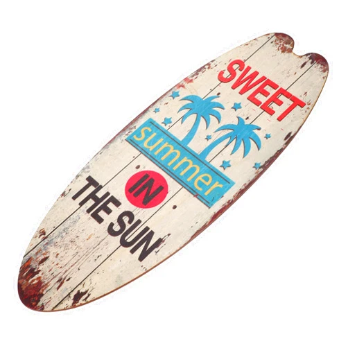 HOOTNEE Retro Surfboard Summer Decor for Home Small Swimming Pool Outdoor Pool Nautical Wall Decorations Surf Board Wood Wall Decor Decorative Wall Ornament Surfboard Shape Wooden Sign