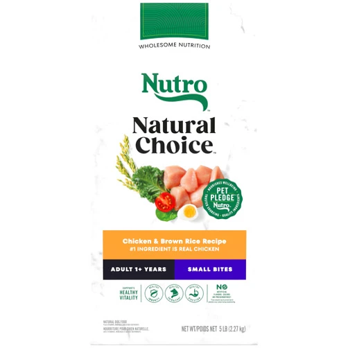 Nutro Natural Choice Small Bites Adult Dry Dog Food, Chicken and Brown Rice Recipe, 5lbs.